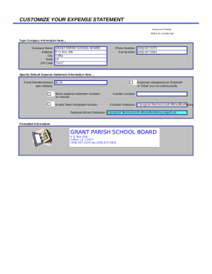 Specify Default Expense Statement Information Here