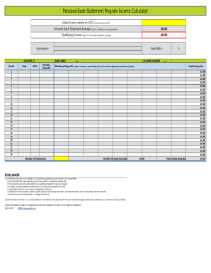 Personal Bank Statement Program Income Calculator