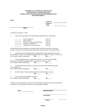 Transmittal of Financial Reports and Certification of Compliance