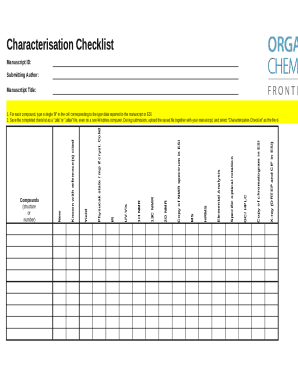 Characterization Checklist