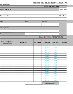 ASSIGNED COUNSEL JUVENILE/GAL BILLING FORM