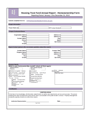 Homeownership Annual Report Form - Data