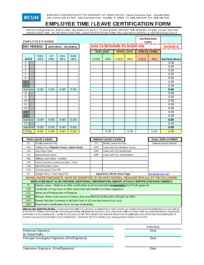 RCUH Employee Time Leave Certification Form