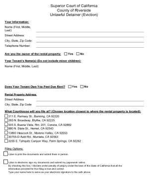 California Unlawful Detainer (Eviction) Form