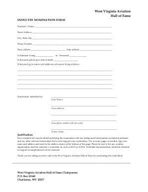 Fillable Online WV Aviation Wall of Valor Nomination Form Fax Email ...