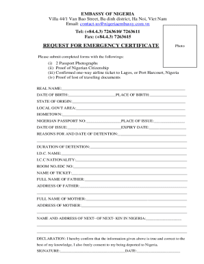 APPLICATION FOR NIGERIAN VISA-ENTRY PERMIT FORM