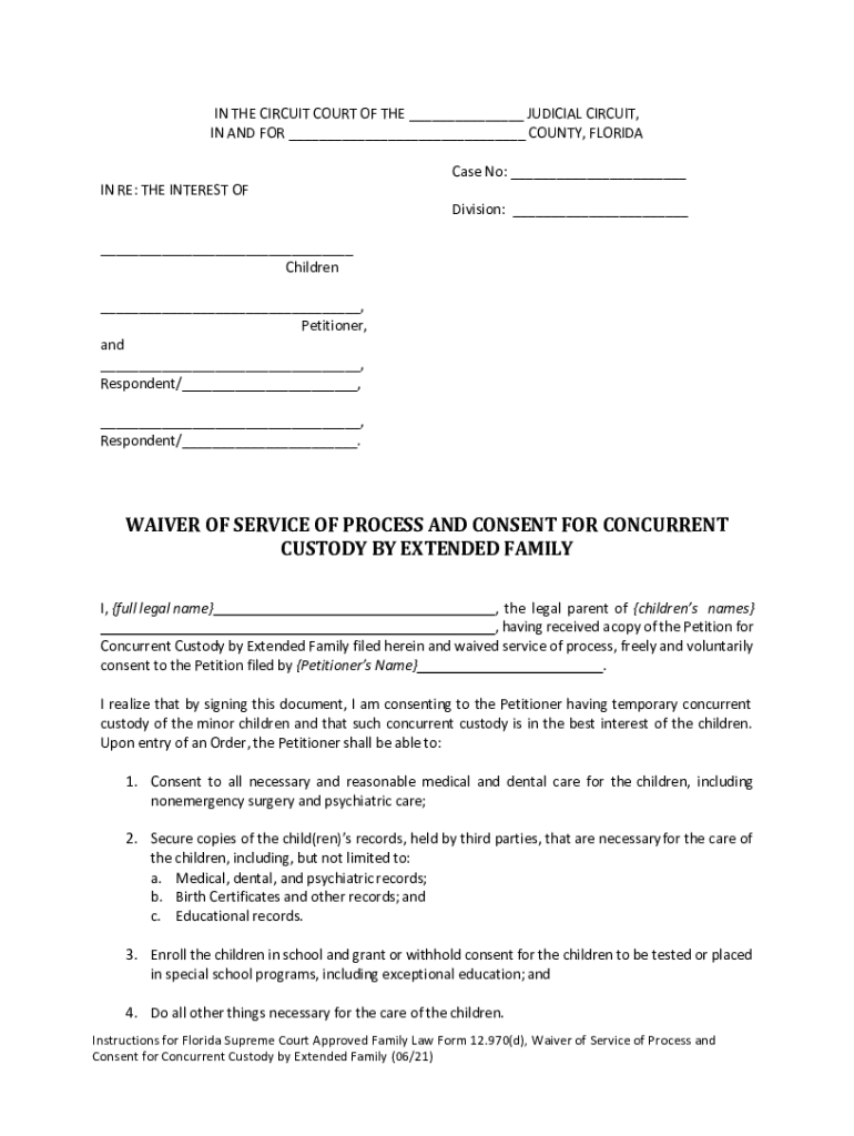 waiver of service form Preview on Page 1