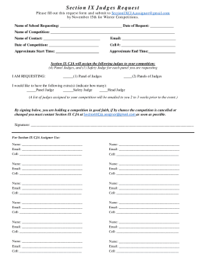 Section IX Judges Request - Section IX Athletics