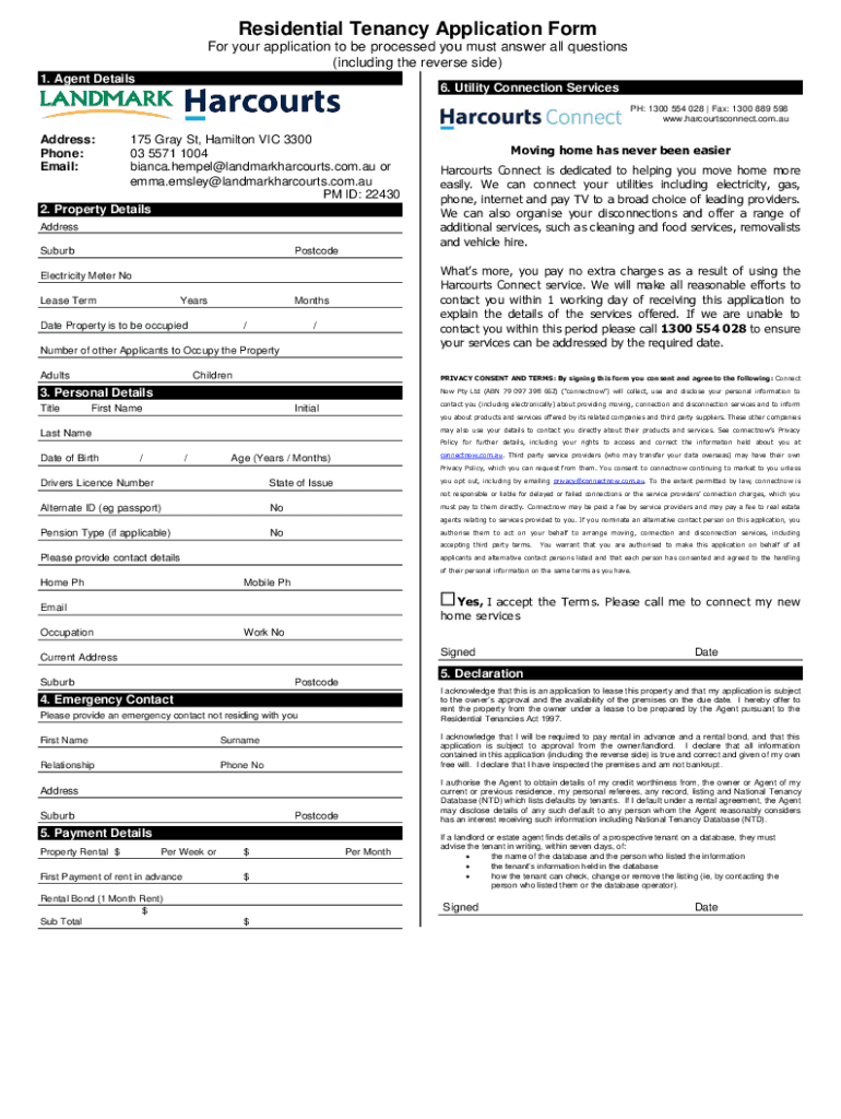 Fillable Online RESIDENTIAL TENANCY APPLICATION FORM. Fax Email Print