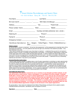 Smart Motion Physiotherapy Consent Form