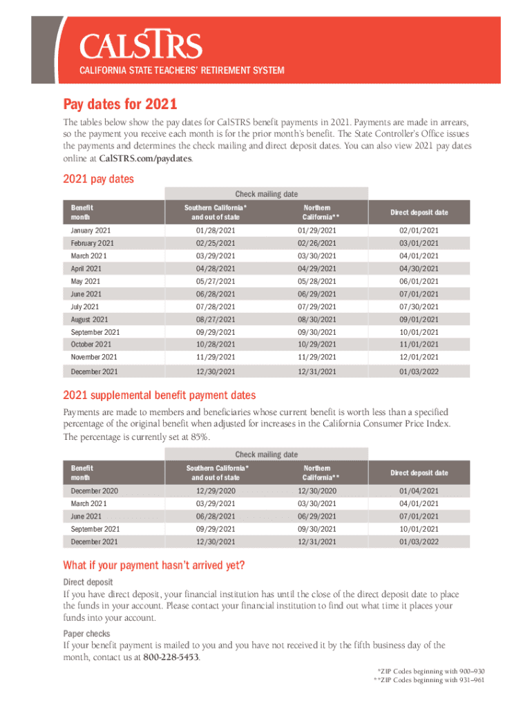 Calstrs Retirement Payment Schedule Fill Online Printable Fillable 