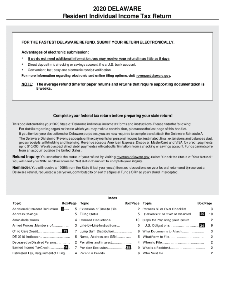 delaware form tax Preview on Page 1