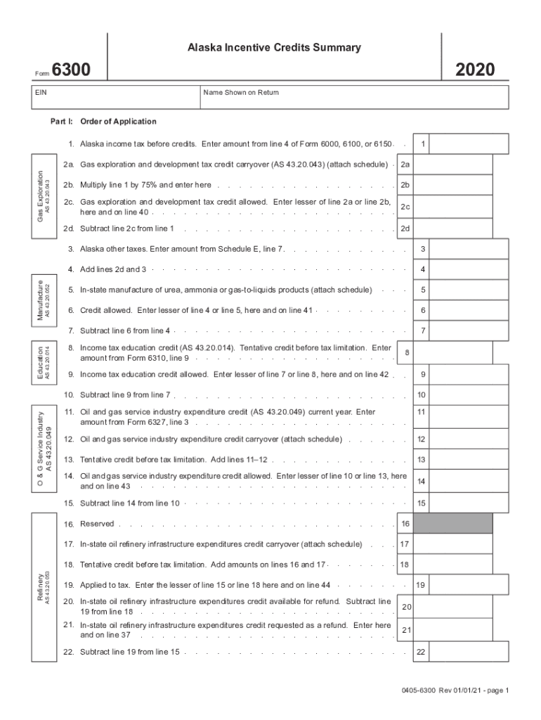 6300 incentive credits form Preview on Page 1