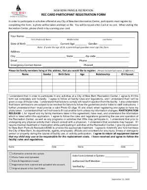 REC CARD PARTICIPANT REGISTRATION FORM
