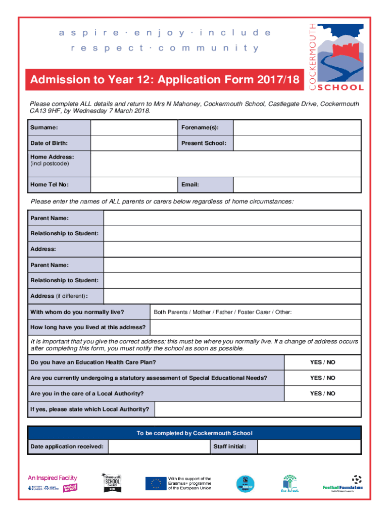 Fillable Online Please complete ALL details and return to Mrs N Mahoney