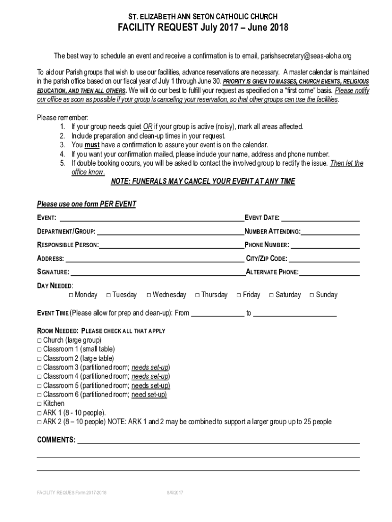 Fillable Online St. Elizabeth Ann Seton Shrub Oak, NY Fax Email Print