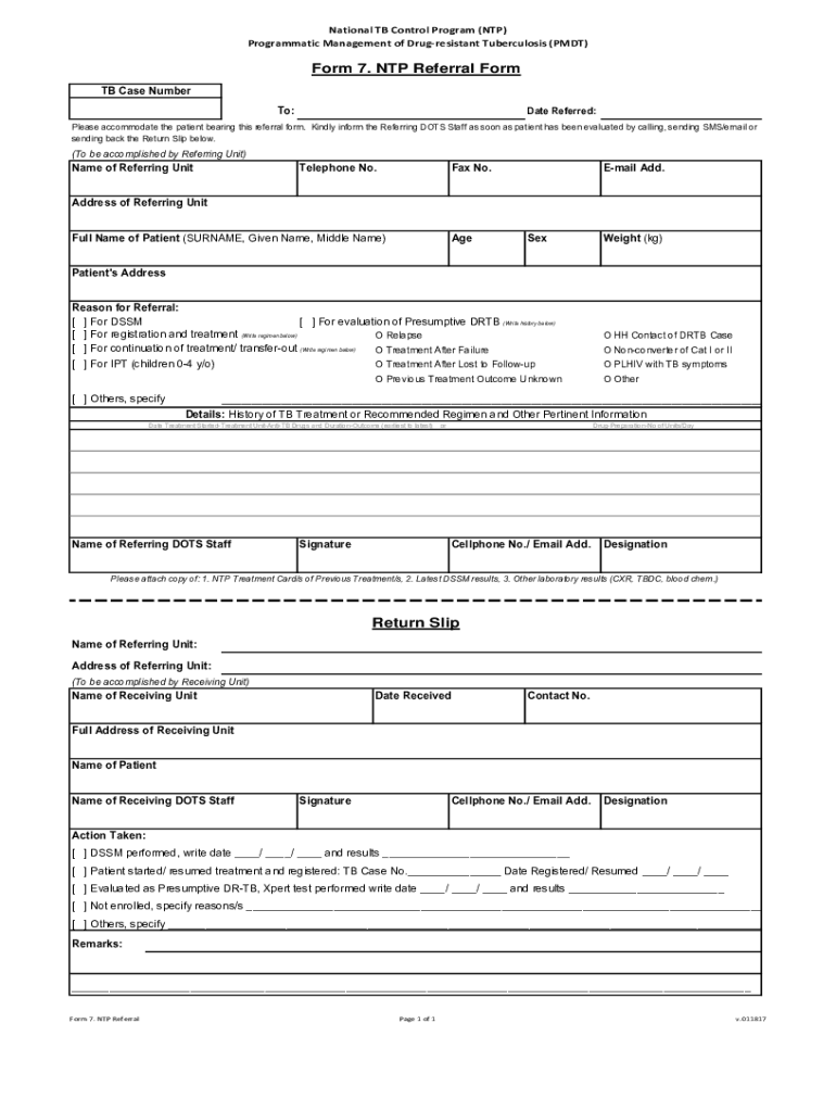 Ntp Referral Form Fill Online Printable Fillable Blank PdfFiller ntp-referral-form-fill-online-printable-fillable-blank-pdffiller