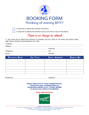 BOOKING FORM - British Frozen Food Federation