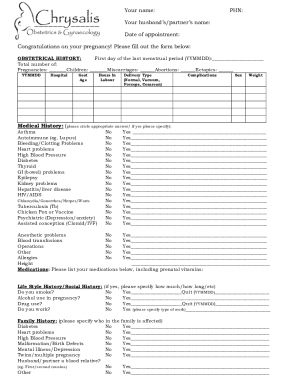 Pregnancy Medical History Form
