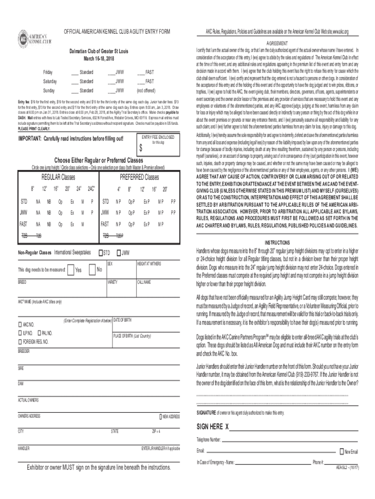 Fillable Online Regulations for Agility Trials and Agility Course Test