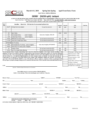 March 12-15, 2020 Spring Into Spring Aged Event Entry Form