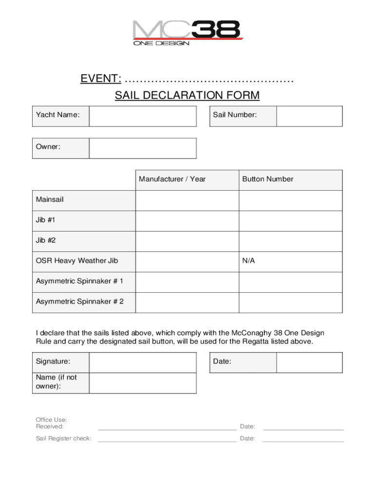 Fillable Online sail declaration form.docx Fax Email Print pdfFiller