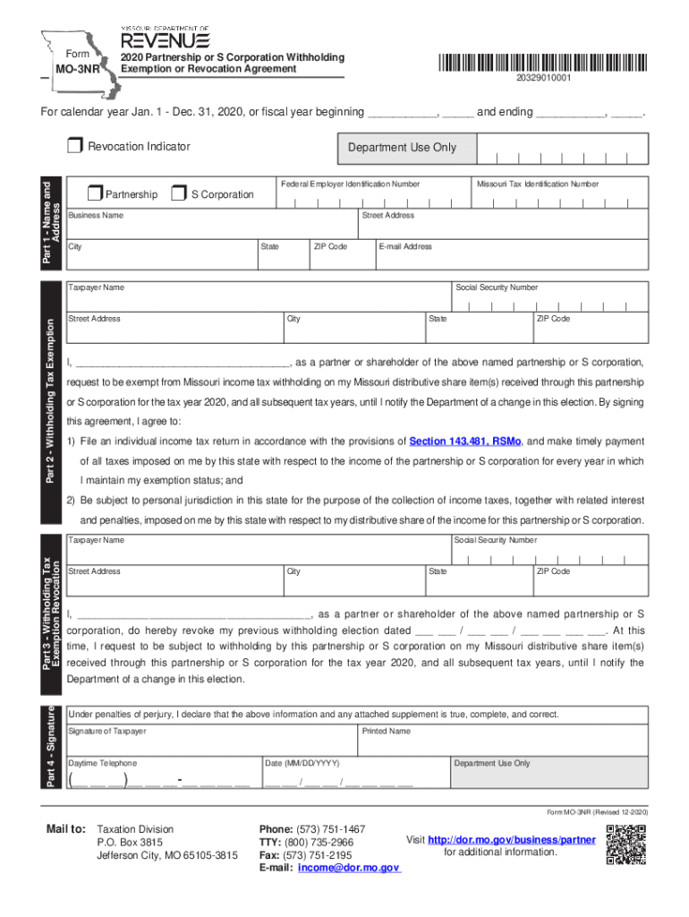 Form MO-3NR - Missouri Department of Revenue Preview on Page 1