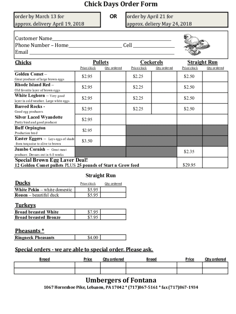 Fillable Online Chicken Order Form TemplateJotForm Fax Email Print