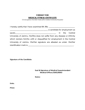 Medical fitness letter