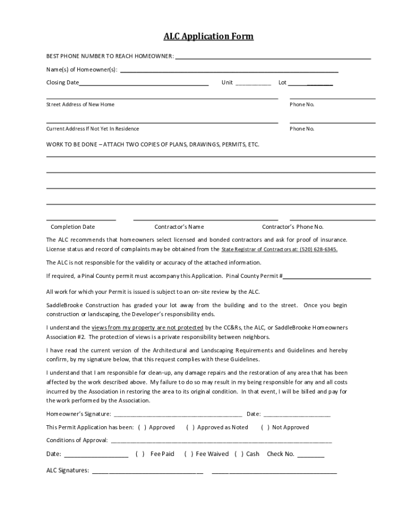 Fillable Online ALC Application Form Fax Email Print pdfFiller