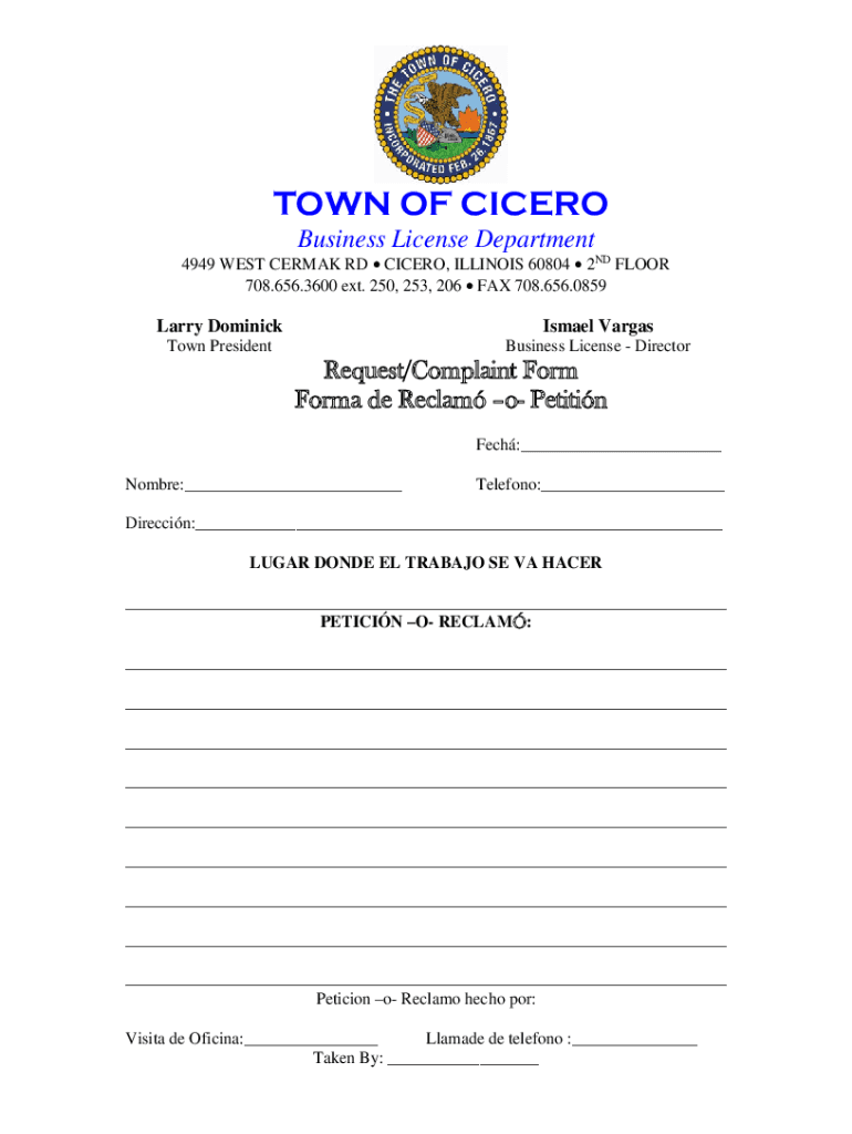 Fillable Online Home Business License Form Town of Cicero Fax Email