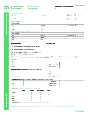 Bachelor’s Application Form