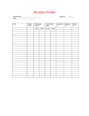 Receiving Checklist Form