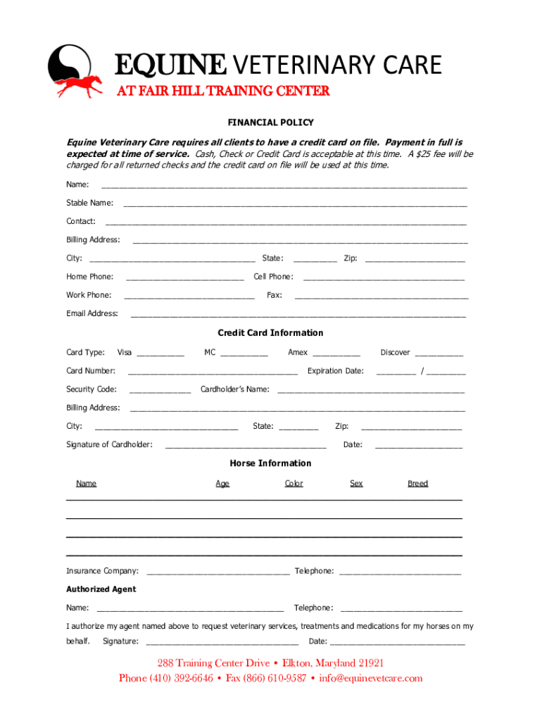 Fillable Online Equine Veterinary CareEquine Veterinarian Career