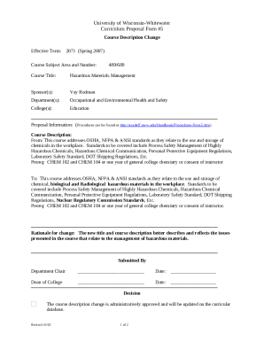 Curriculum Proposal Form #5