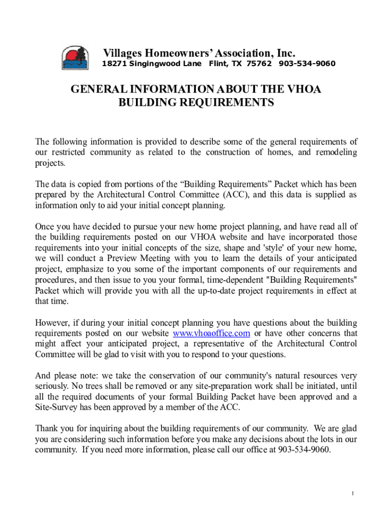 Fillable Online Villages Homeowners Association, Flint Texas Board
