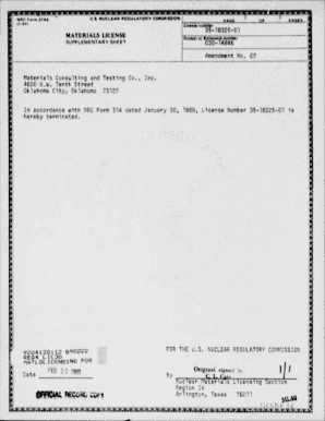 Matls licensing package for Amend 7 to License 35-18325-01 for Matls Consulting &amp;amp; Testing Co,Inc.Control