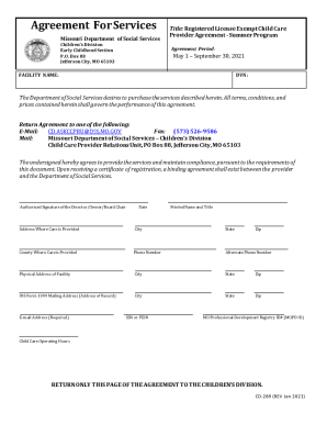 Missouri Child Care Provider Agreement