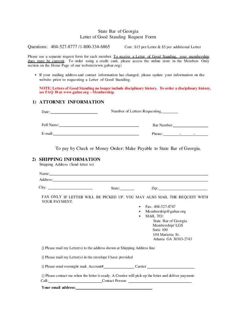 Fillable Online PDF State Bar of Letter of Good Standing