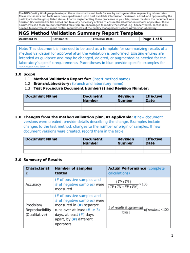 Validation Summary Report Example Doc Template PdfFiller