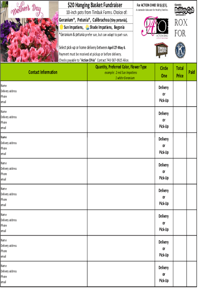 Flower Sale Order Form #4 2016 with logosrev2 xlsx Preview on Page 1