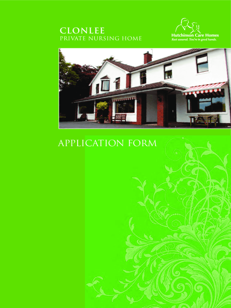Fillable Online Clonlee Application Form Hutchinson Care Homes Fax