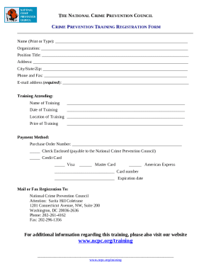 Crime Prevention Training Registration Form