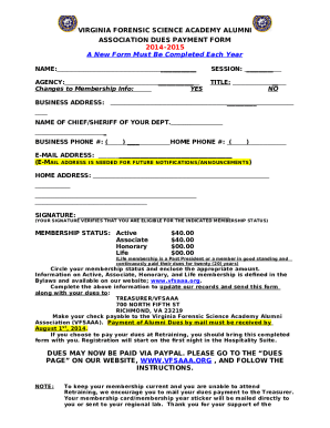 ASSOCIATION DUES PAYMENT FORM