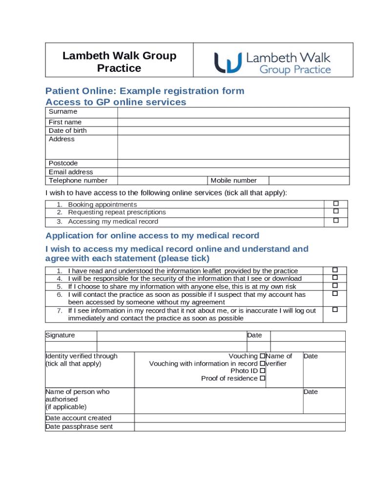 Lambeth Walk Group Practice Doc Template pdfFiller