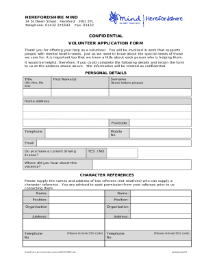 Volunteer Application and Confidentiality Form