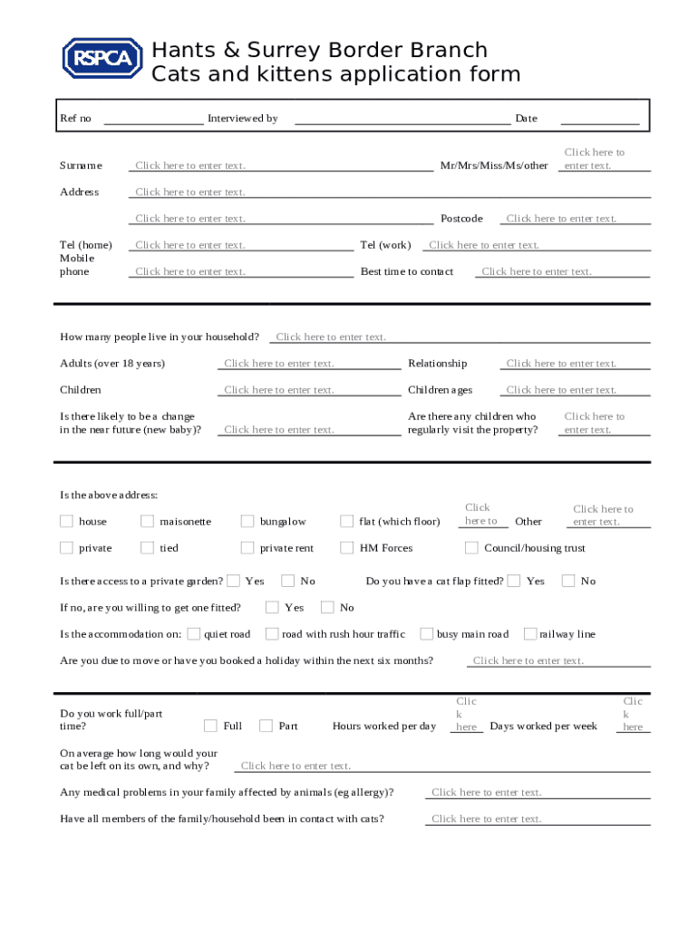 Cats and kittens application rspcahantsandsurreyborder org Doc