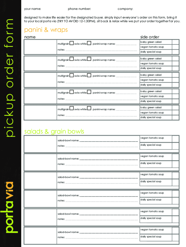 Fillable Online pickup form Fax Email Print - pdfFiller