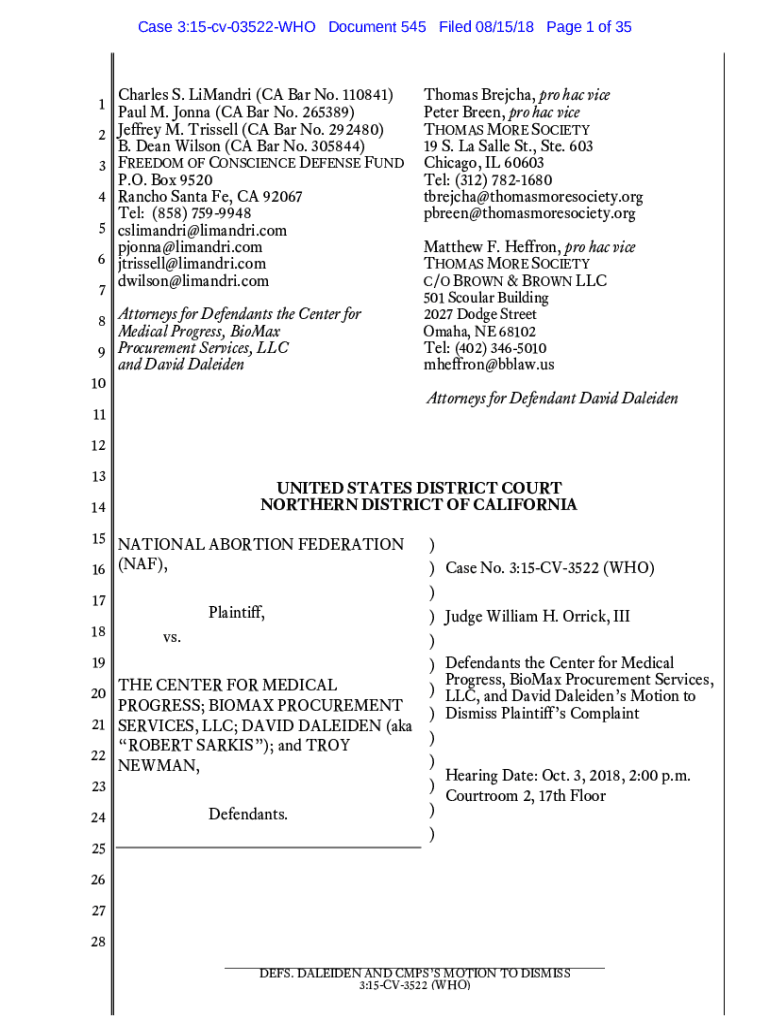 Fillable Online pro hac vice The Center for Medical Progress Fax