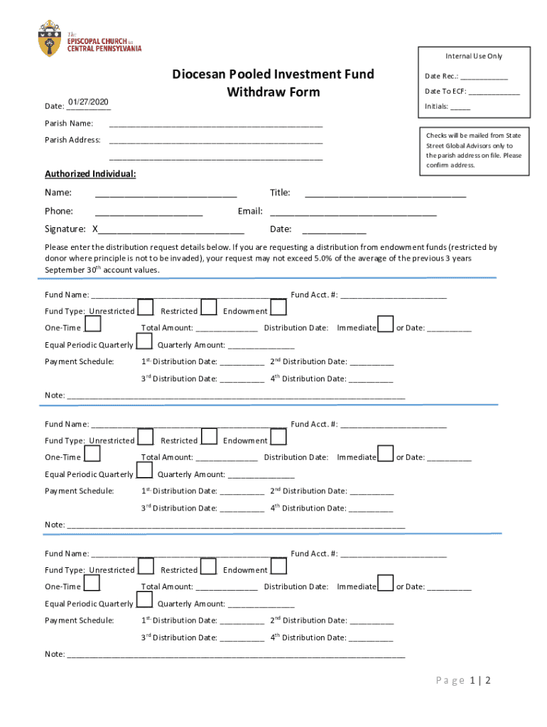 Fillable Online Diocesan Pooled Investment Fund Fax Email Print pdfFiller